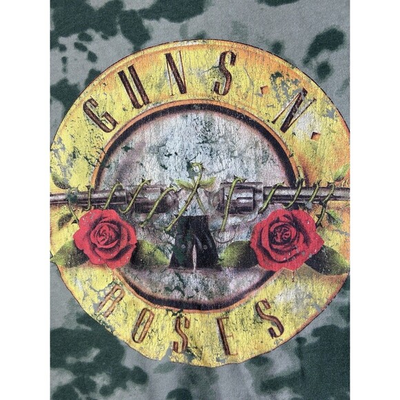 Authentic Guns N Roses Sweatshirt Womens Medium Graphic Print Tie-Dye Green Camo - Picture 8 of 9